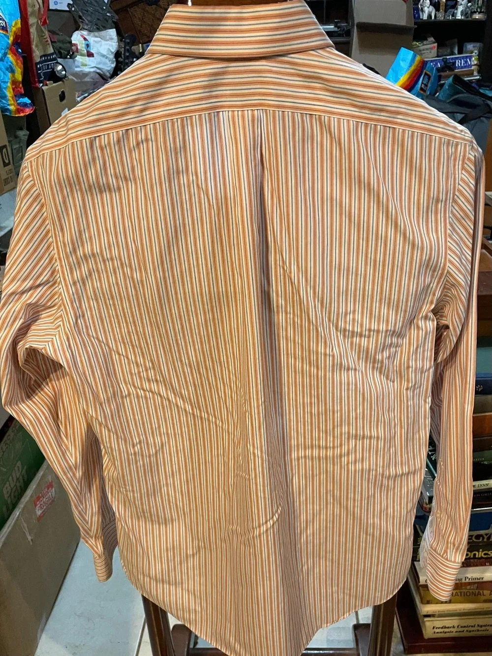 Banana Republic Orange and White Striped Dress Shirt